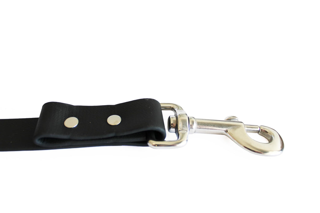 Odyssey Leash Co. BioThane® Dog Leash 5ft, 1in Wide, Waterproof, 1,000lb Strength, Stainless Steel Hardware, Hand Assembled in The US, Black