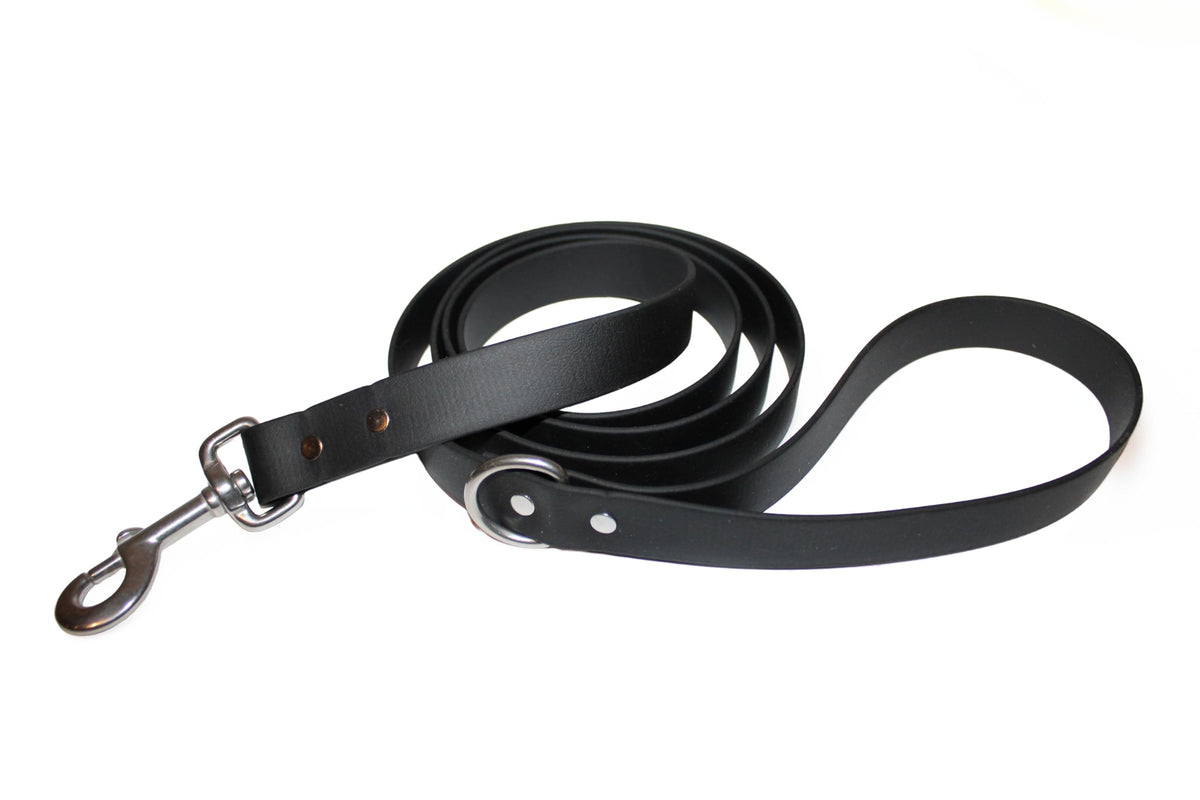 Odyssey Leash Co. Leash 6ft, 1in Wide BioThane®, Waterproof, 1,000lb Strength, Stainless Steel Hardware, Hand Assembled in The US (8 Colors)